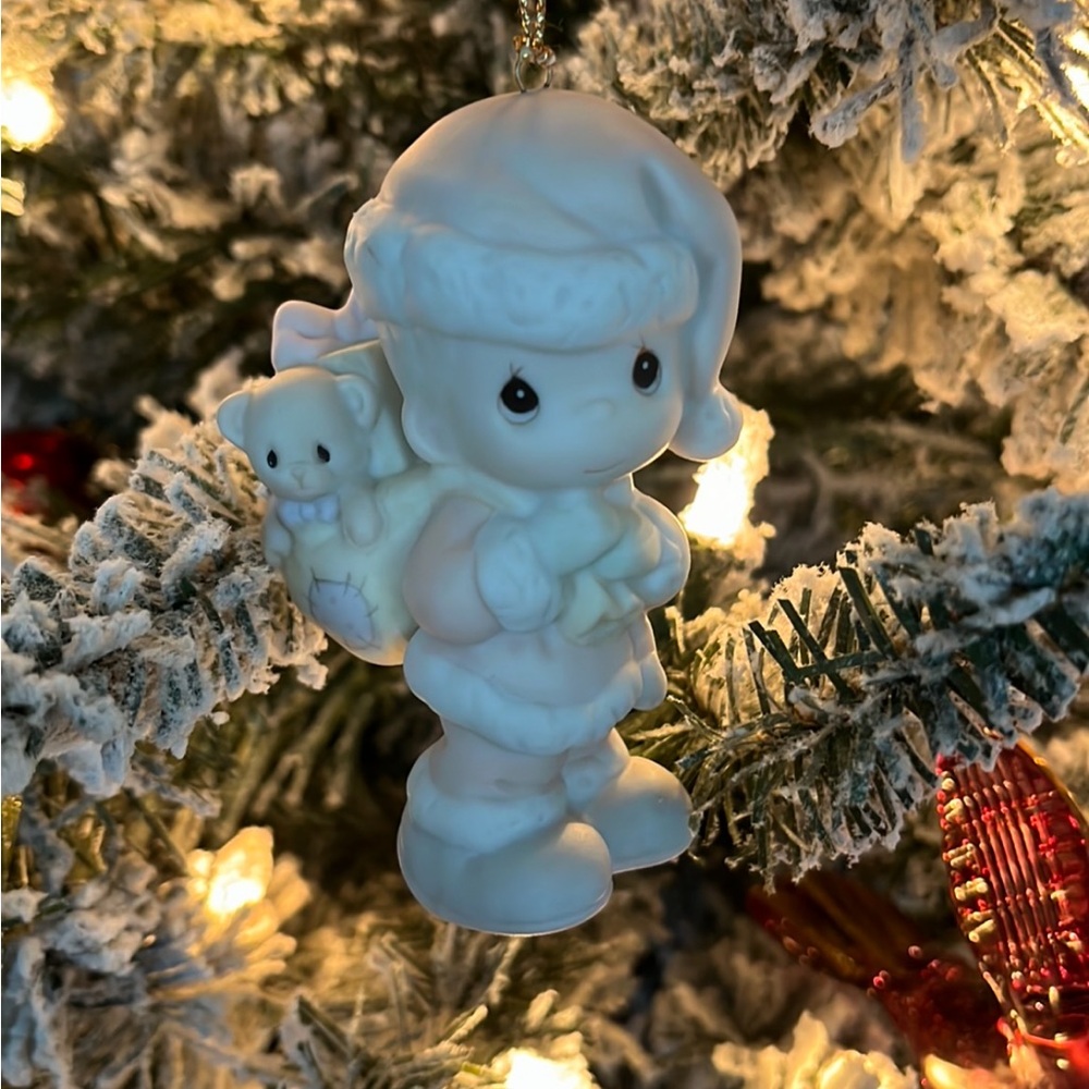 Precious Moments Ornament Boy Holding Gift Sack Holiday Vintage 1994